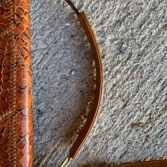 VINTAGE SNAKESKIN Patchwork Leather Clutch / Shoulder Bag / Top Handle - Picture 7 of 15